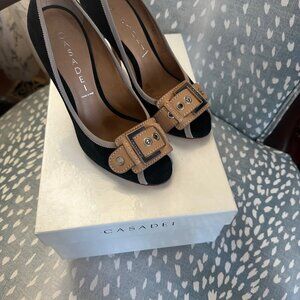 Casadei Mondore Nero Women’s Open Toe Pump - Women's Size 6